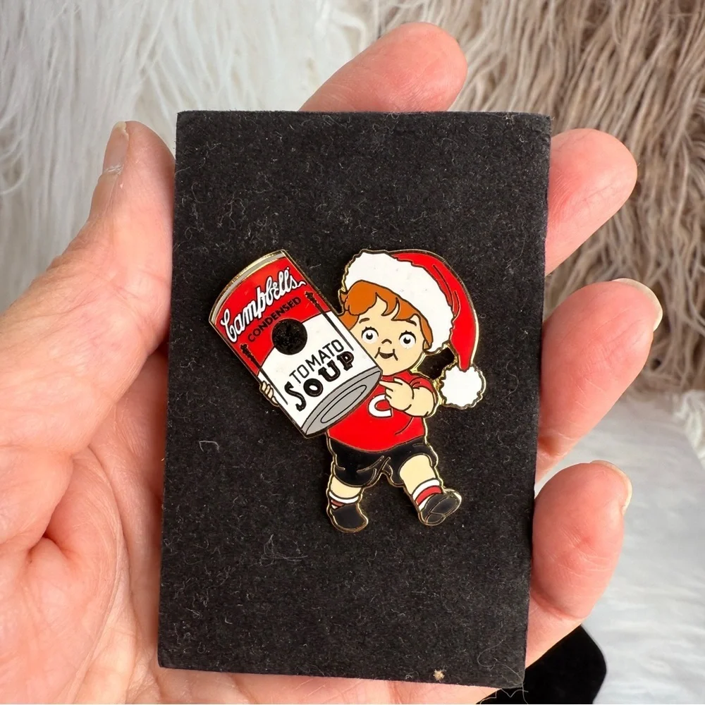 Vintage Campbell's Tomato Soup holiday, festive Enamel Pin